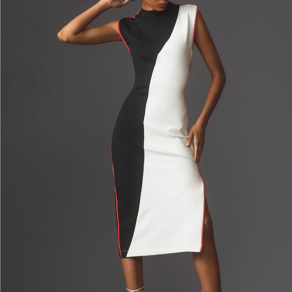 Elegant Black and White Sleeveless Dress